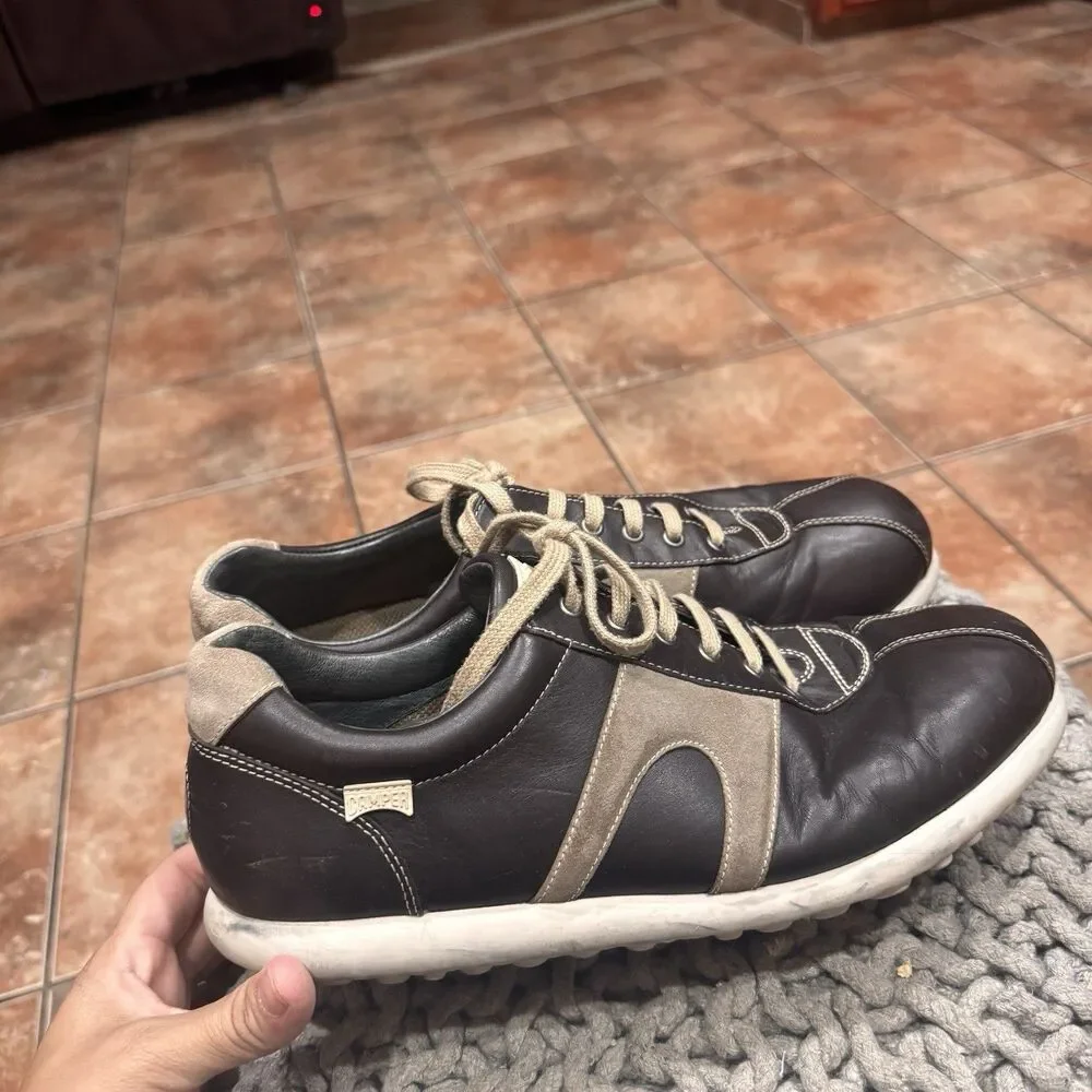 VTG CAMPER Pelotas Brown Leather Low Top Casual Sneakers Shoes Mens 46 US 12